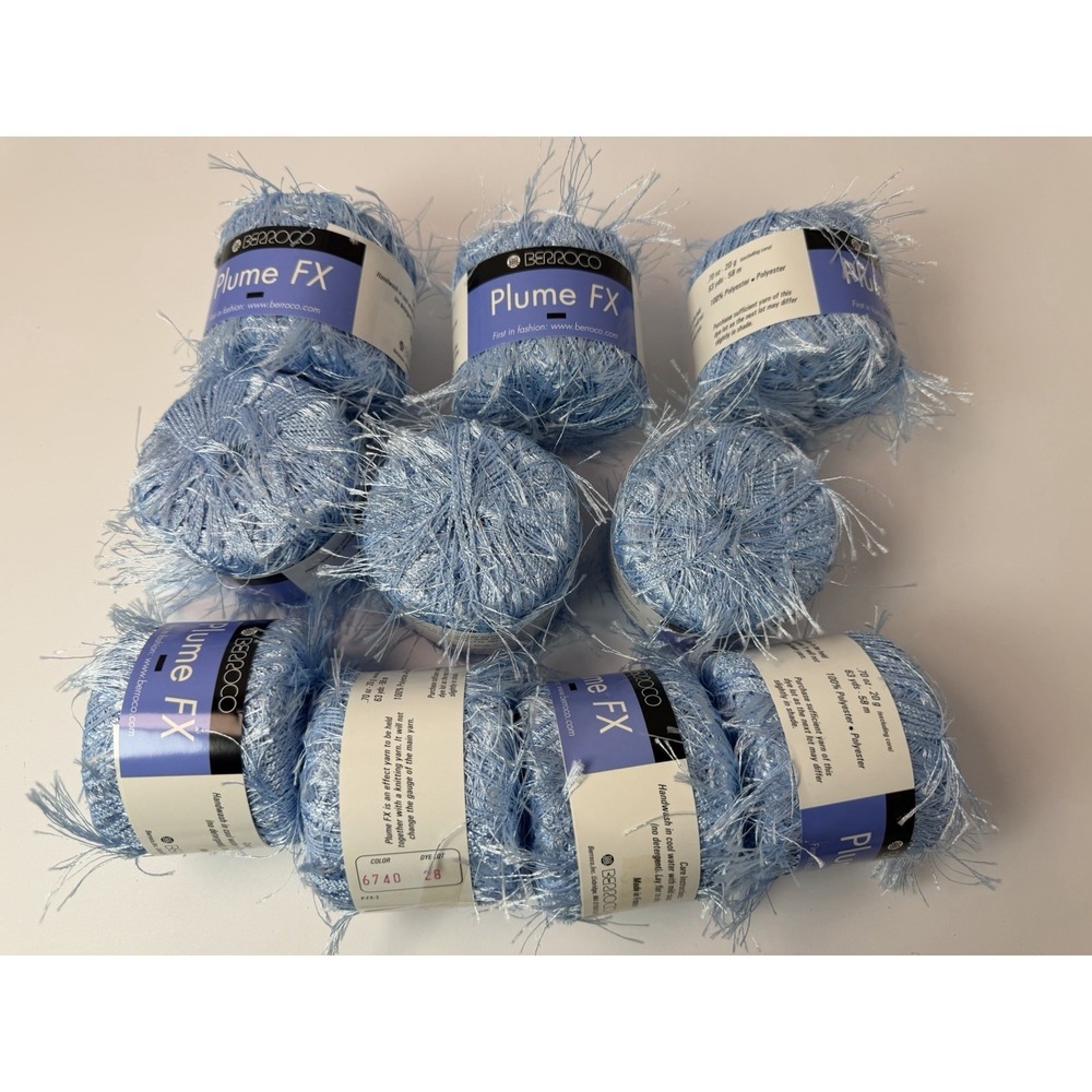 Berroco Plume FX Colors Novelty Eyelash Yarn 100% Polyester 20g Each Lot 10 Blue